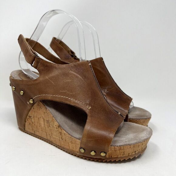 Antelope Hi Brush‎ 724 Slingback Brown Leather Wedge Sandals H724 EU 40 9-9.5 - Picture 1 of 12